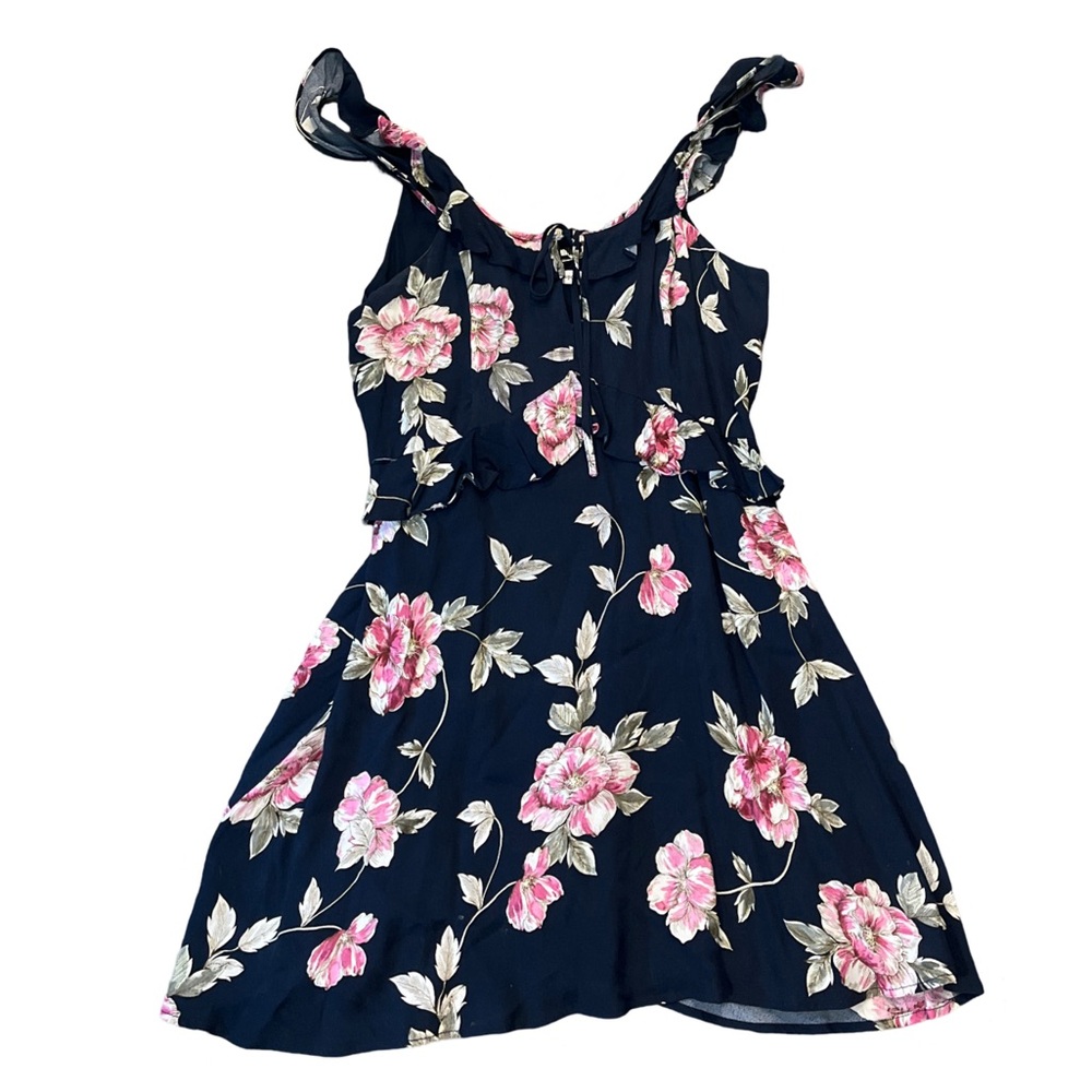 Cupcakes and cashmere navy and pink floral dress with ruffles SZ 2